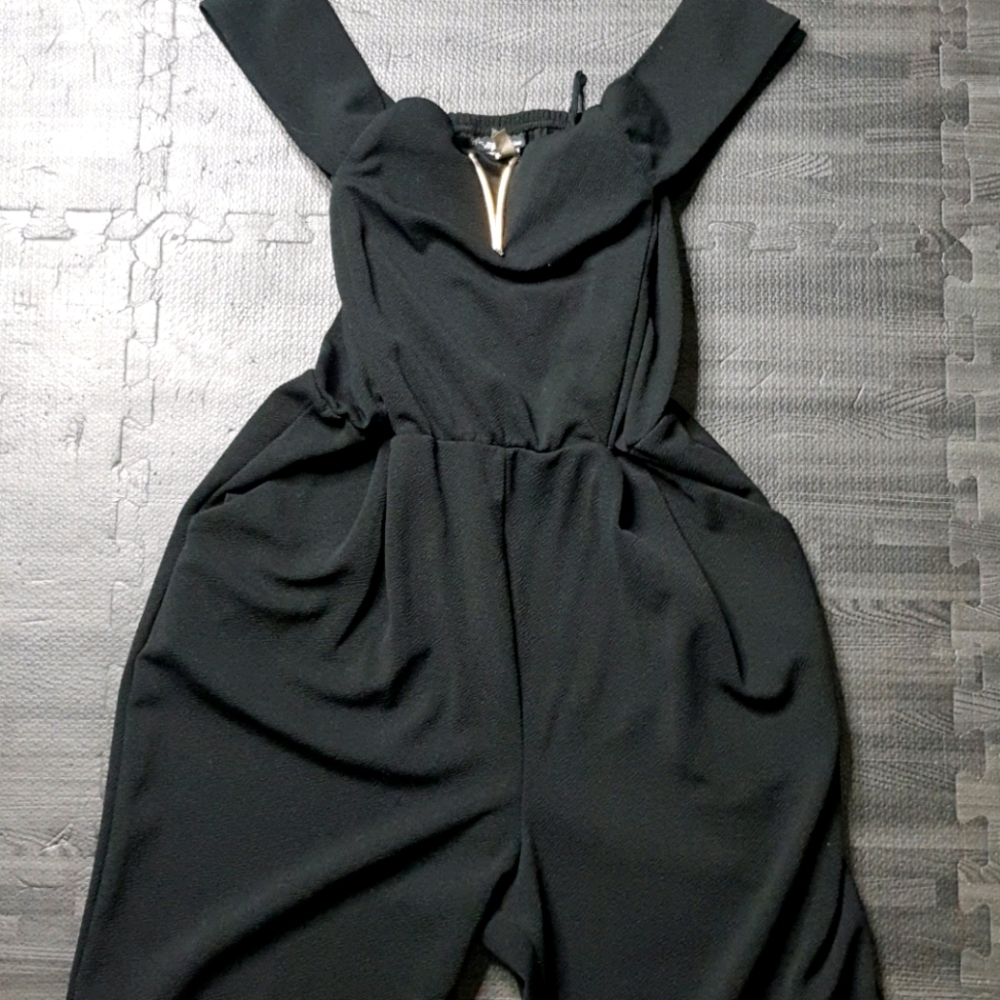 Plus Sized Black One Piece Pants Dress